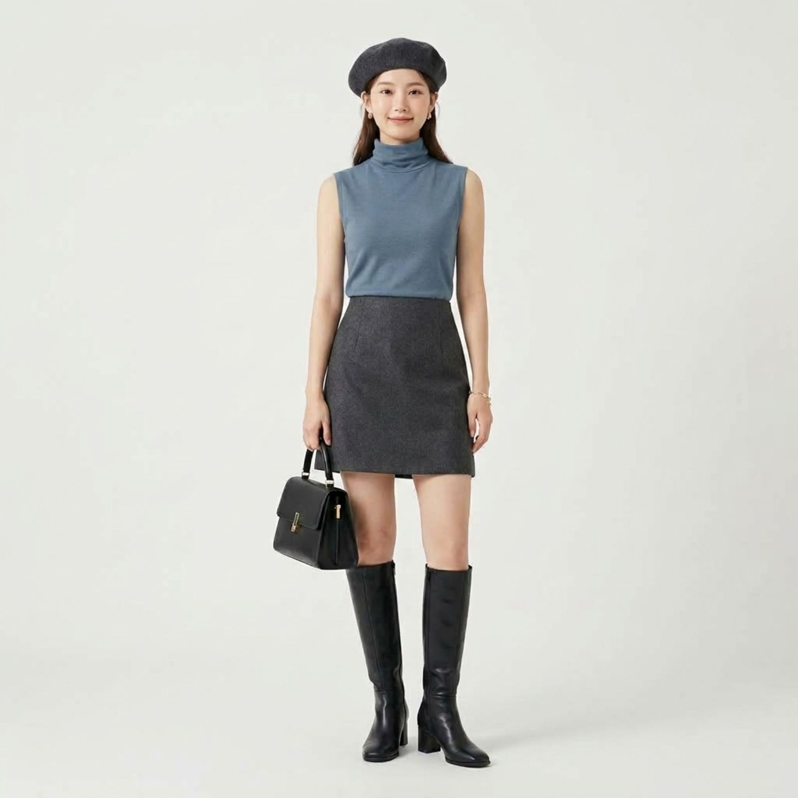Inner Turtleneck Sleeveless STEEL BLUE