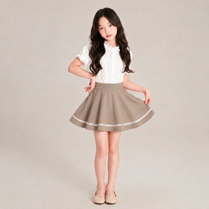 Sweet Ribbon A-Line Skirt – Rok Mini High Waist Wanita dengan Detail Pita Putih MILO