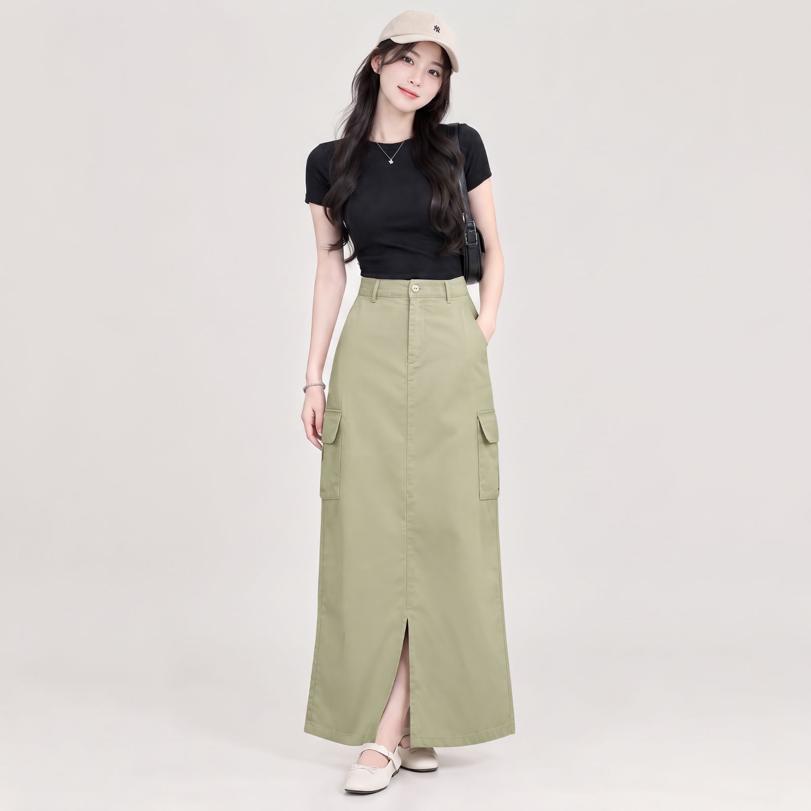 Tamara Cargo Skirt Rok Korean Style Katun Twill by YOUNIQ GREEN