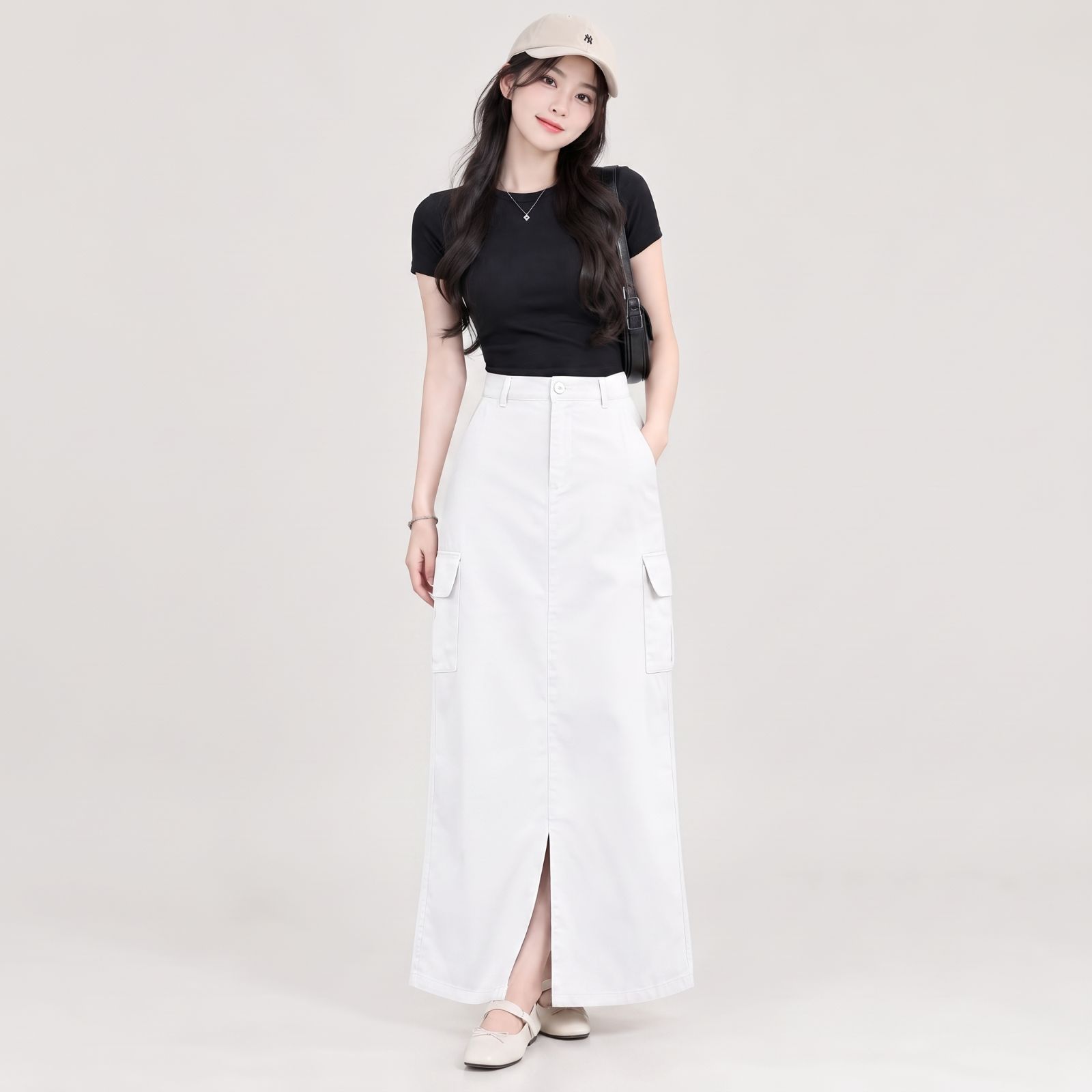 Tamara Cargo Skirt Rok Korean Style Katun Twill by YOUNIQ PUTIH