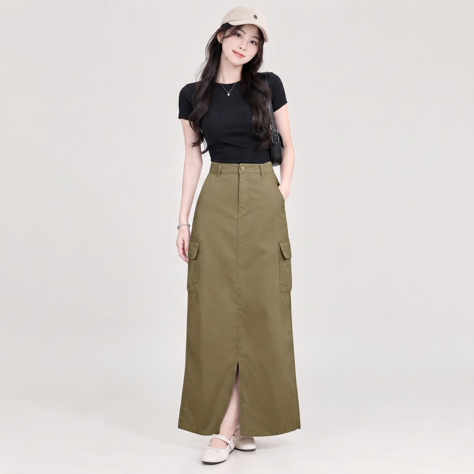 Tamara Cargo Skirt Rok Korean Style Katun Twill by YOUNIQ LATTE