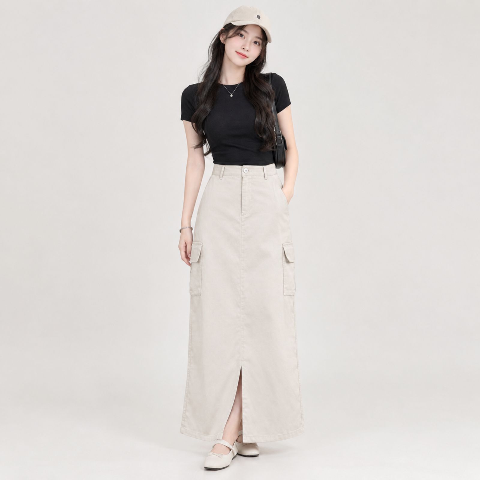 Tamara Cargo Skirt Rok Korean Style Katun Twill by YOUNIQ BEIGE