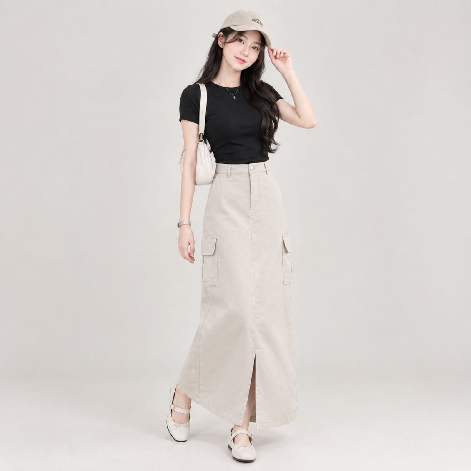Tamara Cargo Skirt Rok Korean Style Katun Twill by YOUNIQ sampul