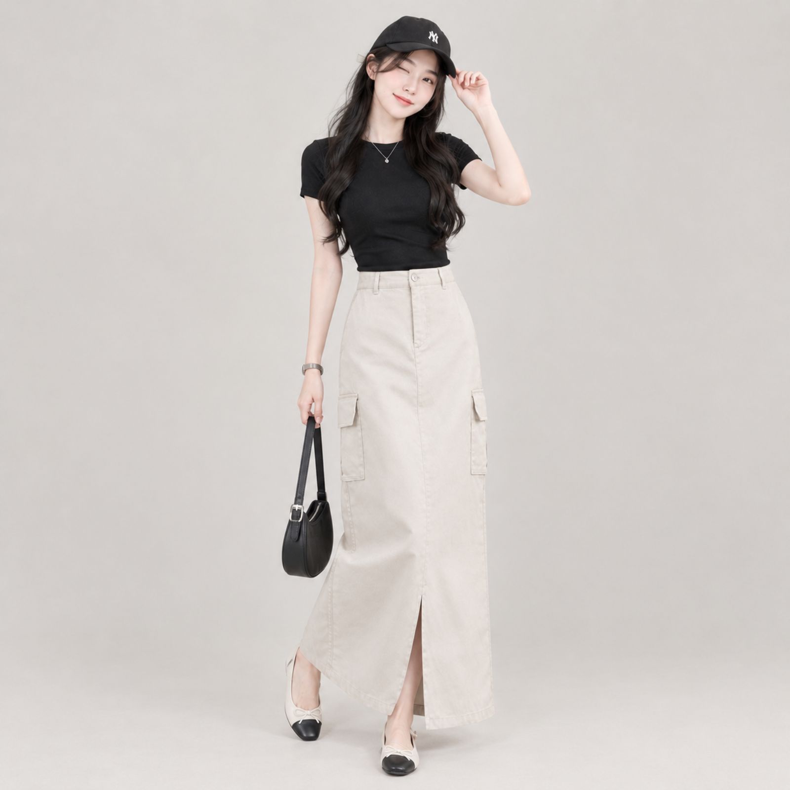 Tamara Cargo Skirt Rok Korean Style Katun Twill by YOUNIQ sampul