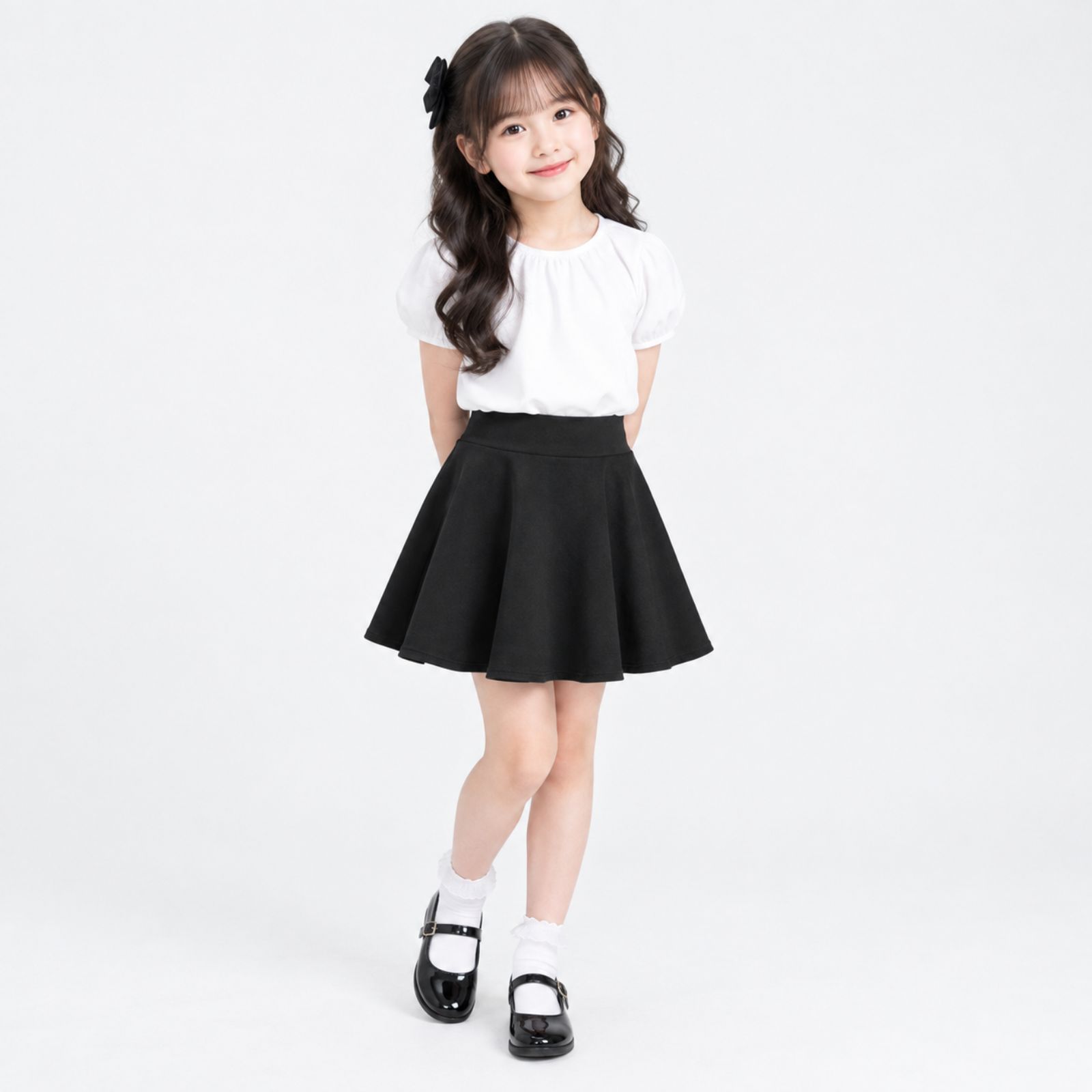 ROK MINI ANAK PEREMPUAN | Mini Plain Skirt By CHIAROBE BLACK