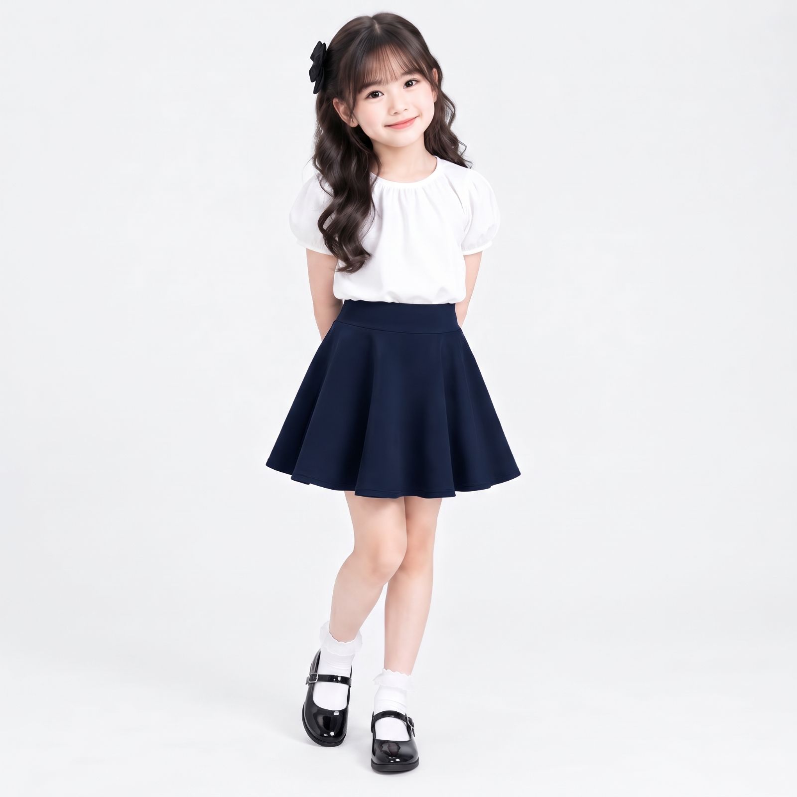 ROK MINI ANAK PEREMPUAN | Mini Plain Skirt By CHIAROBE NAVY