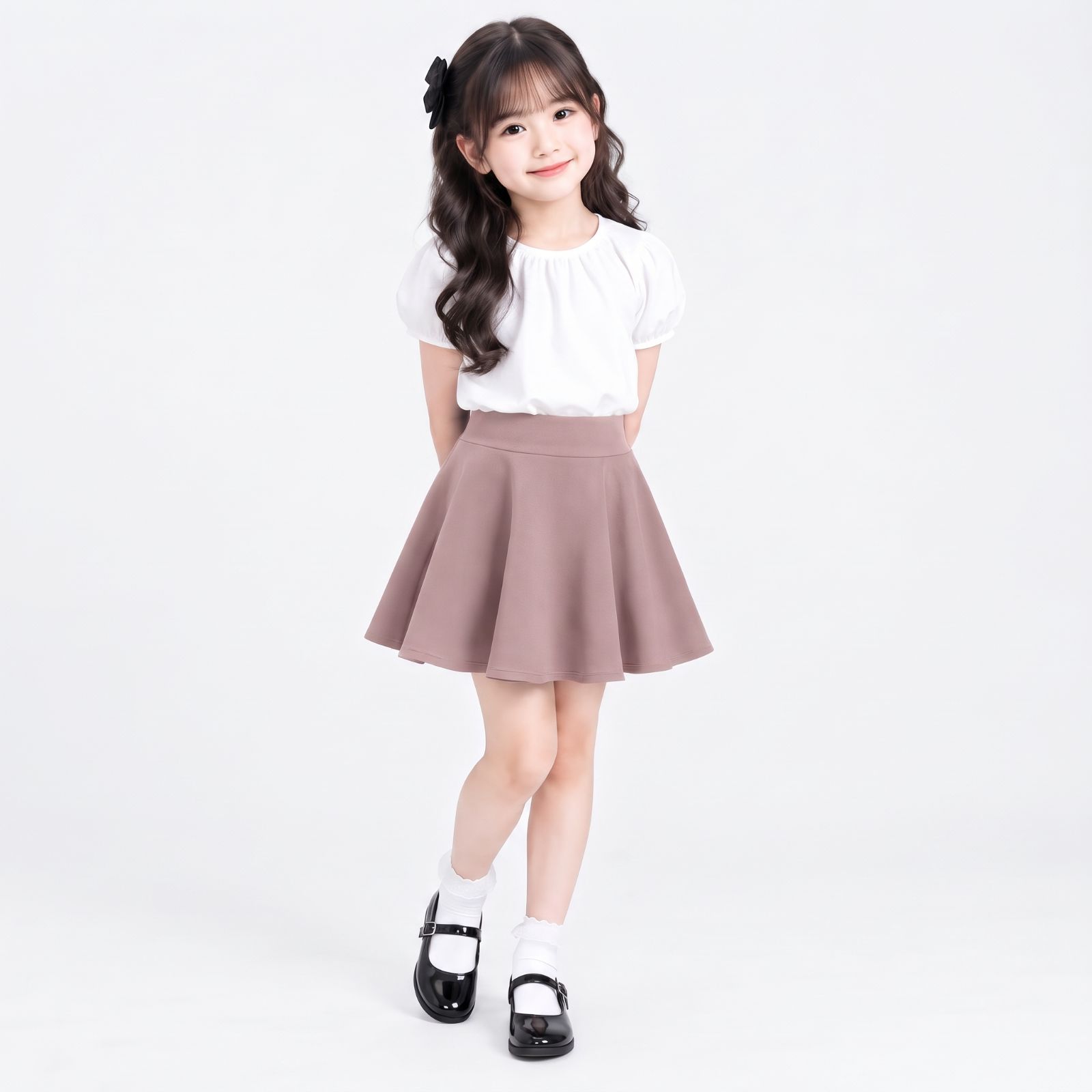 ROK MINI ANAK PEREMPUAN | Mini Plain Skirt By CHIAROBE LATTE