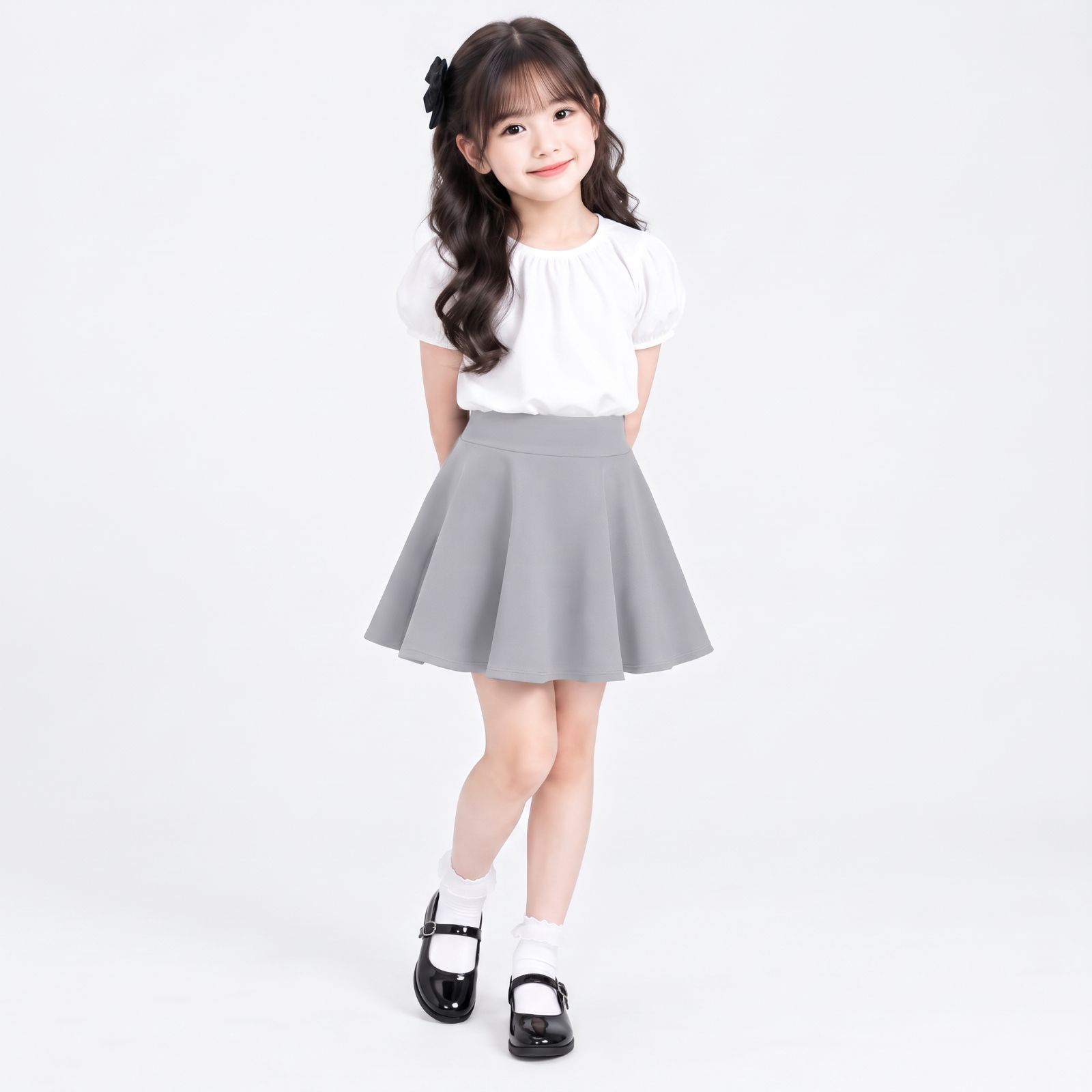 ROK MINI ANAK PEREMPUAN | Mini Plain Skirt By CHIAROBE GREY