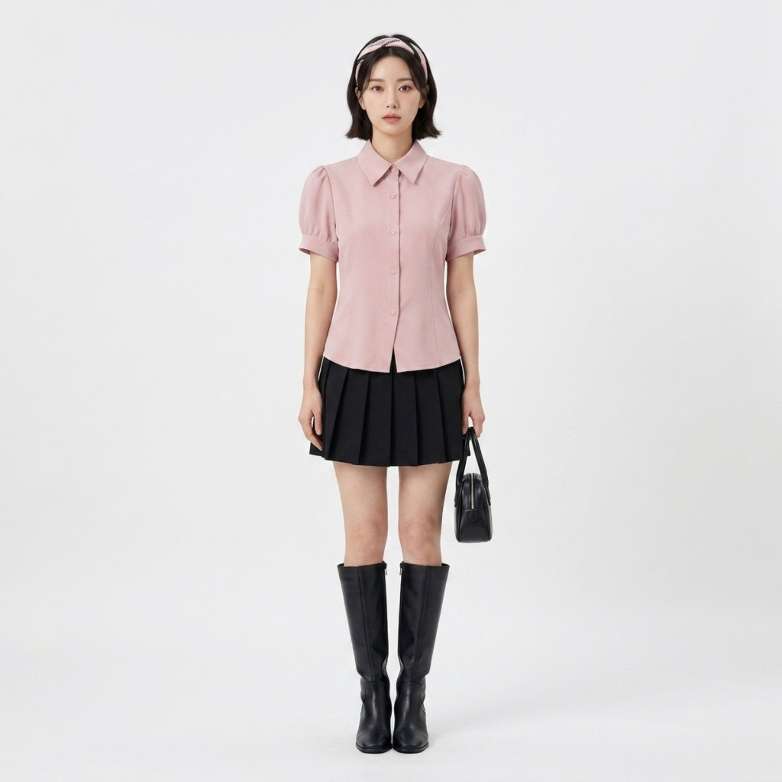 Elya Blouse Formal Kasual Wanita – Kancing Depan Lengan Puff Stylish – Model Slim Fit by Knara sampul