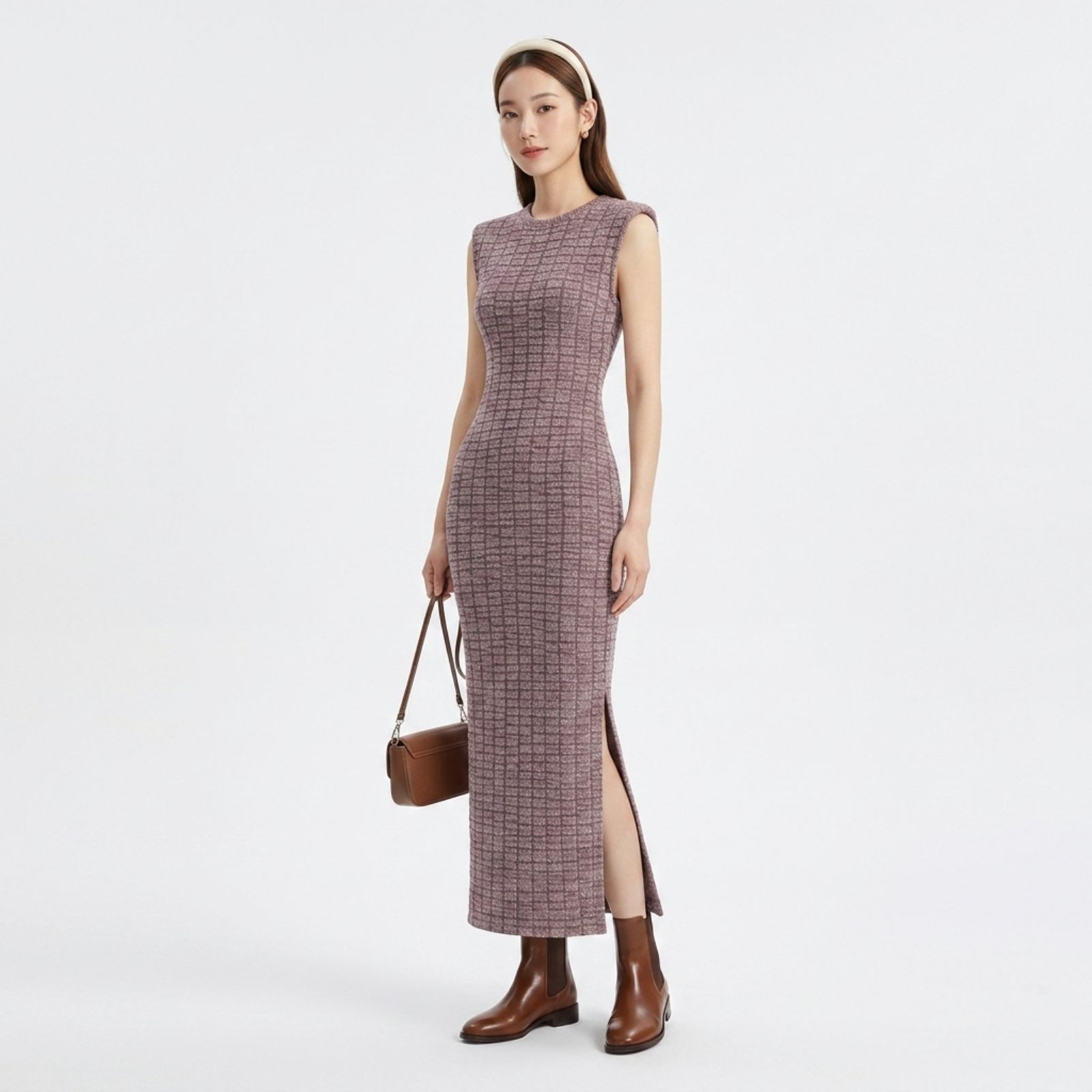 Dress bodycone SlimFit Tartan Bahan Knit | Slim dress Bodycone by Knara sampul