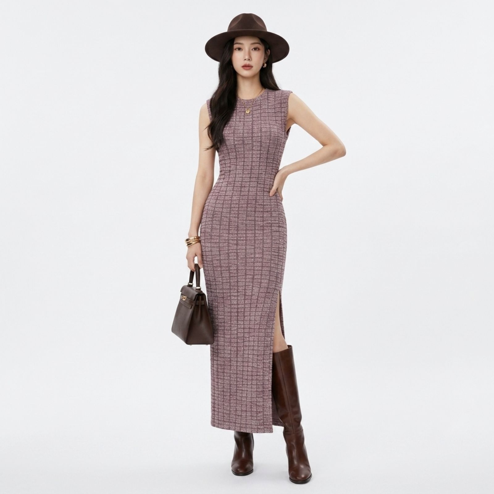 Dress bodycone SlimFit Tartan Bahan Knit | Slim dress Bodycone by Knara sampul