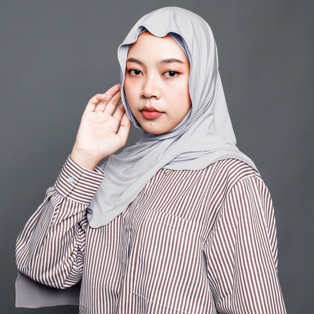 Pashmina Oval Inner Ninja Spandex Jersey | Hijab Pashmina Shawl Inner Nyatu GREY