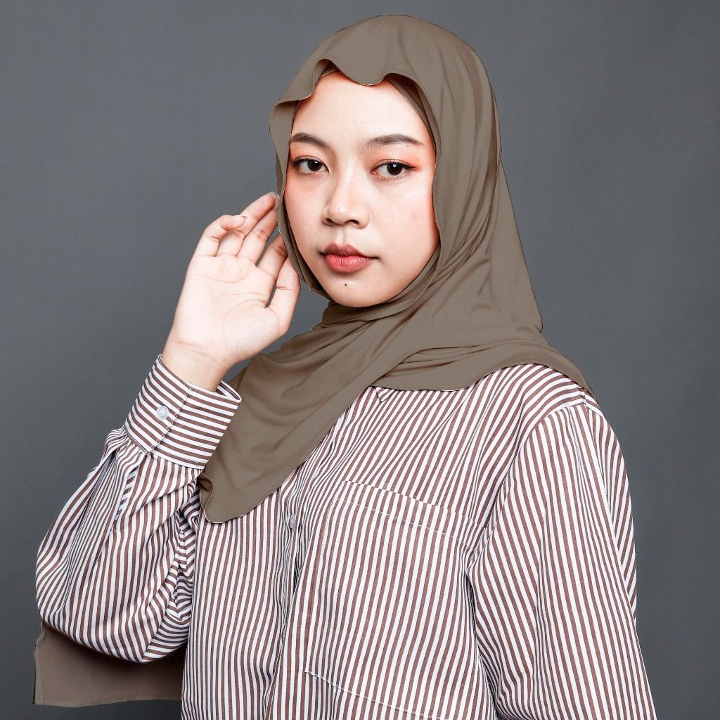 Pashmina Oval Inner Ninja Spandex Jersey | Hijab Pashmina Shawl Inner Nyatu LATTE