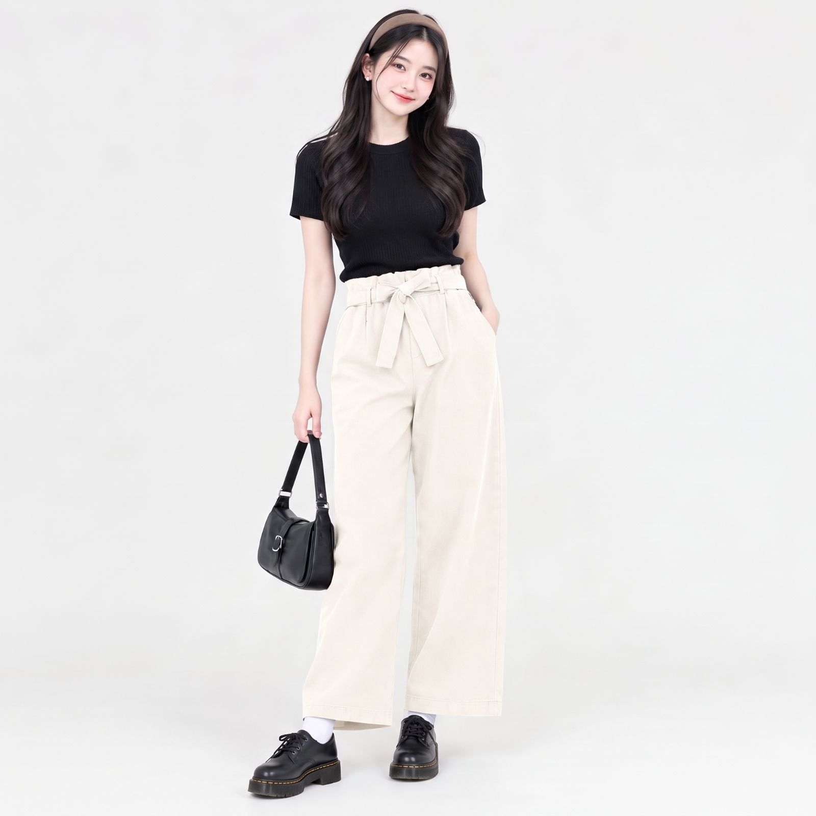 Kagura Higwaist Linen Girl Pants By Youniq BROKEN WHITE