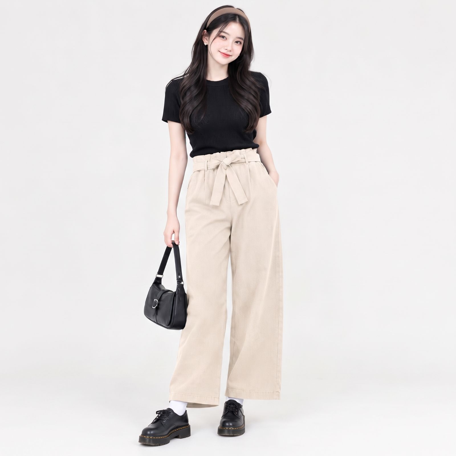 Kagura Higwaist Linen Girl Pants By Youniq BEIGE