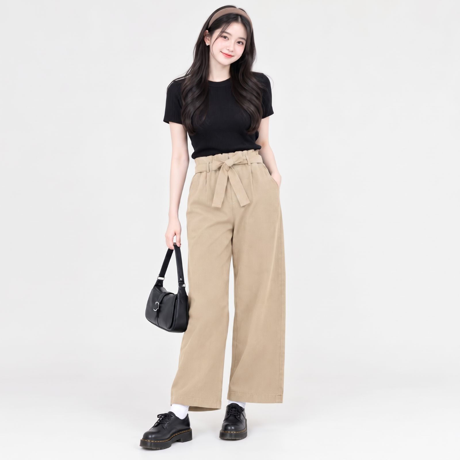 Kagura Higwaist Linen Girl Pants By Youniq NUDE