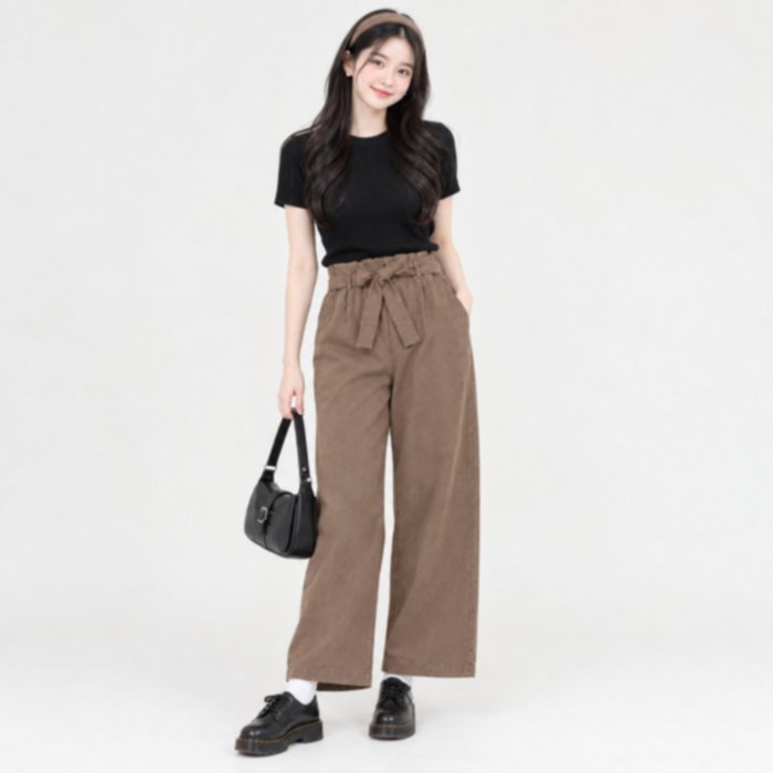 Kagura Higwaist Linen Girl Pants By Youniq