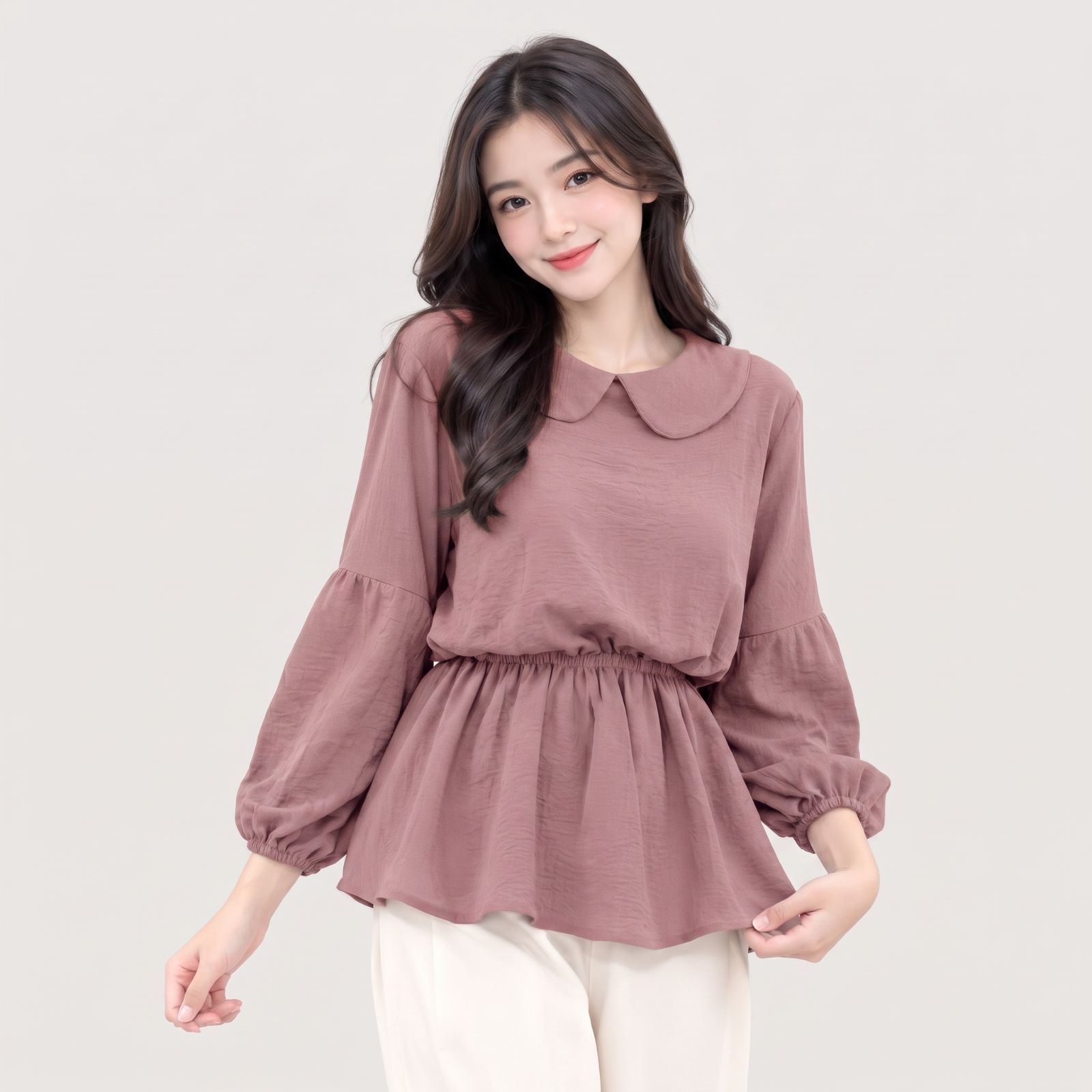 Karin Blouse Crinkle Serut Pinggang | Blouse Wanita Crinkle DUSTY