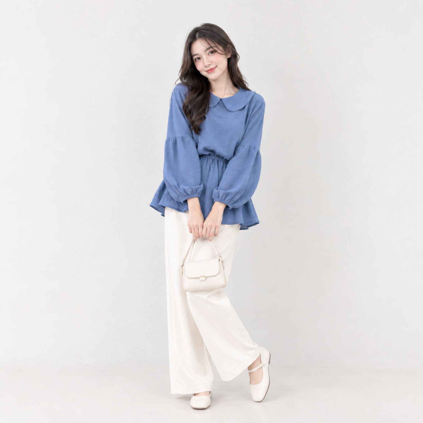Karin Blouse Crinkle Serut Pinggang | Blouse Wanita Crinkle sampul
