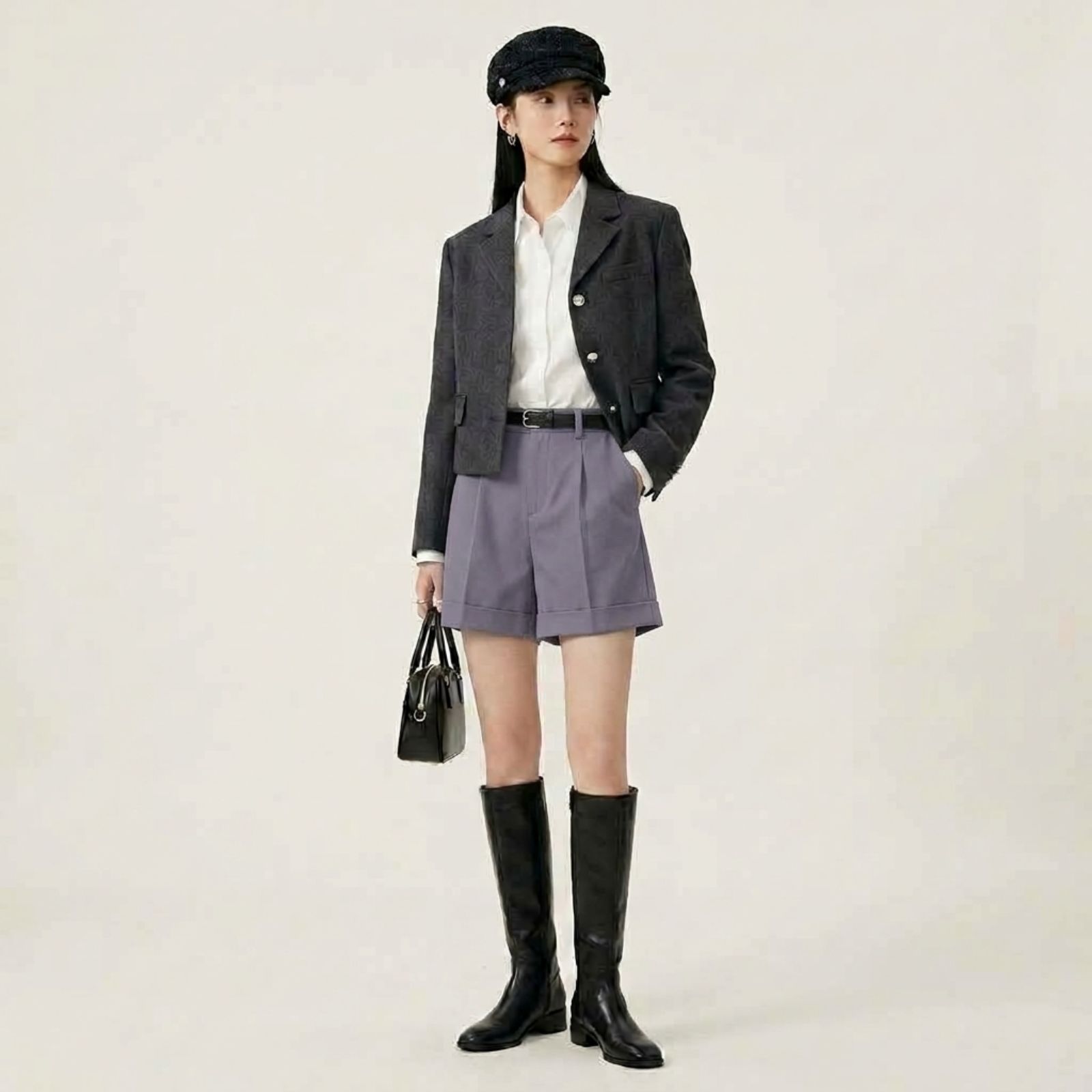 Celana Pendek Highwaist Wanita Korean Style | Short Pants Korean Highwaist Kekinian GREY