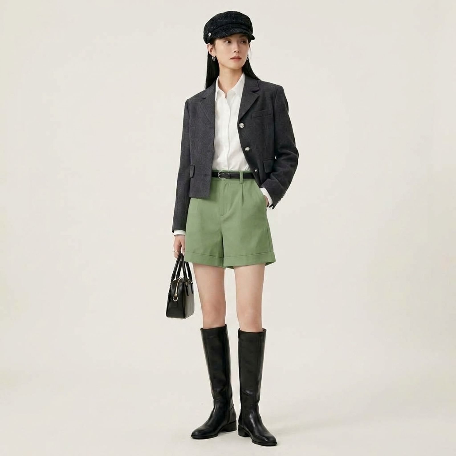 Celana Pendek Highwaist Wanita Korean Style | Short Pants Korean Highwaist Kekinian GREEN