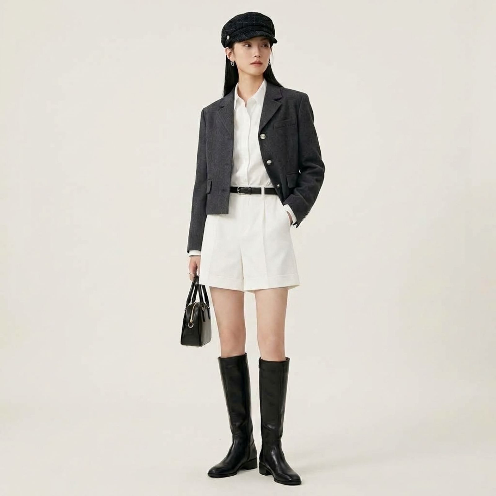 Celana Pendek Highwaist Wanita Korean Style | Short Pants Korean Highwaist Kekinian WHITE