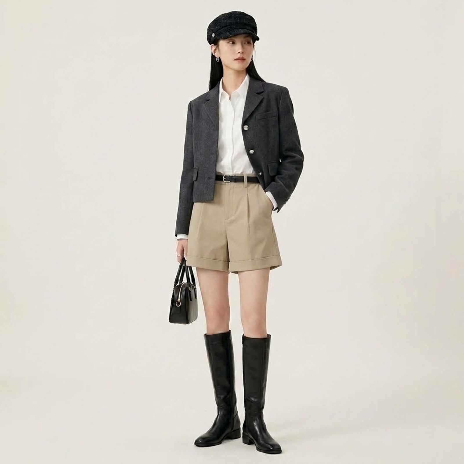 Celana Pendek Highwaist Wanita Korean Style | Short Pants Korean Highwaist Kekinian LATTE