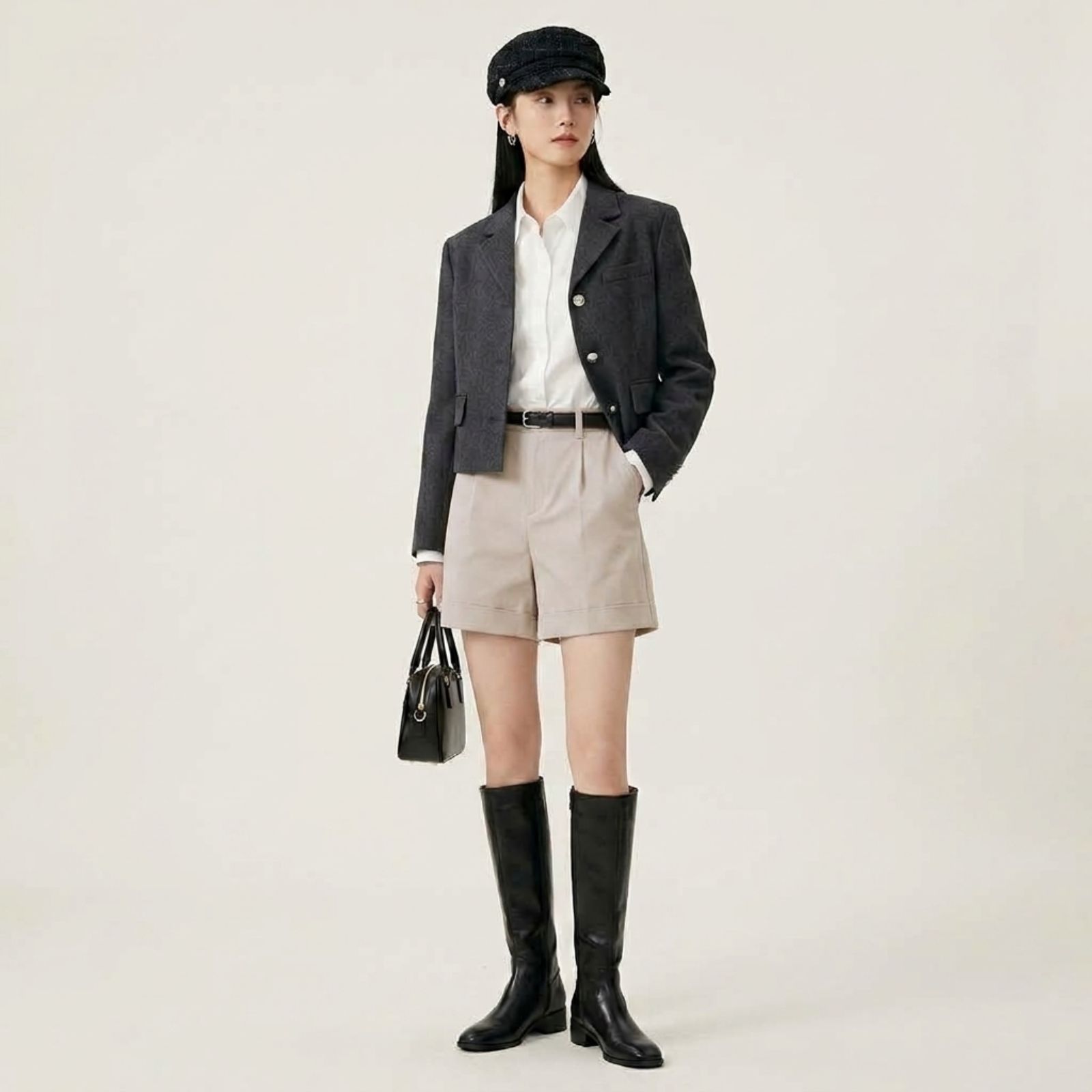Celana Pendek Highwaist Wanita Korean Style | Short Pants Korean Highwaist Kekinian BEIGE