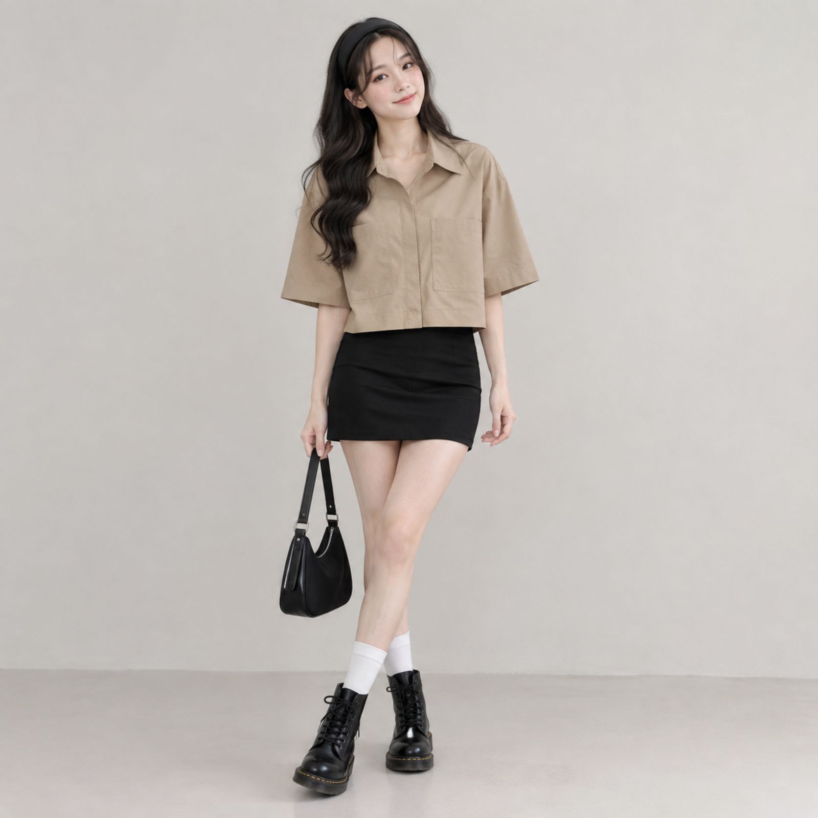 KEMEJA CROP LINEN | OVERSIZE CROP SHIRT LINEN BY YOUNIQ MILO