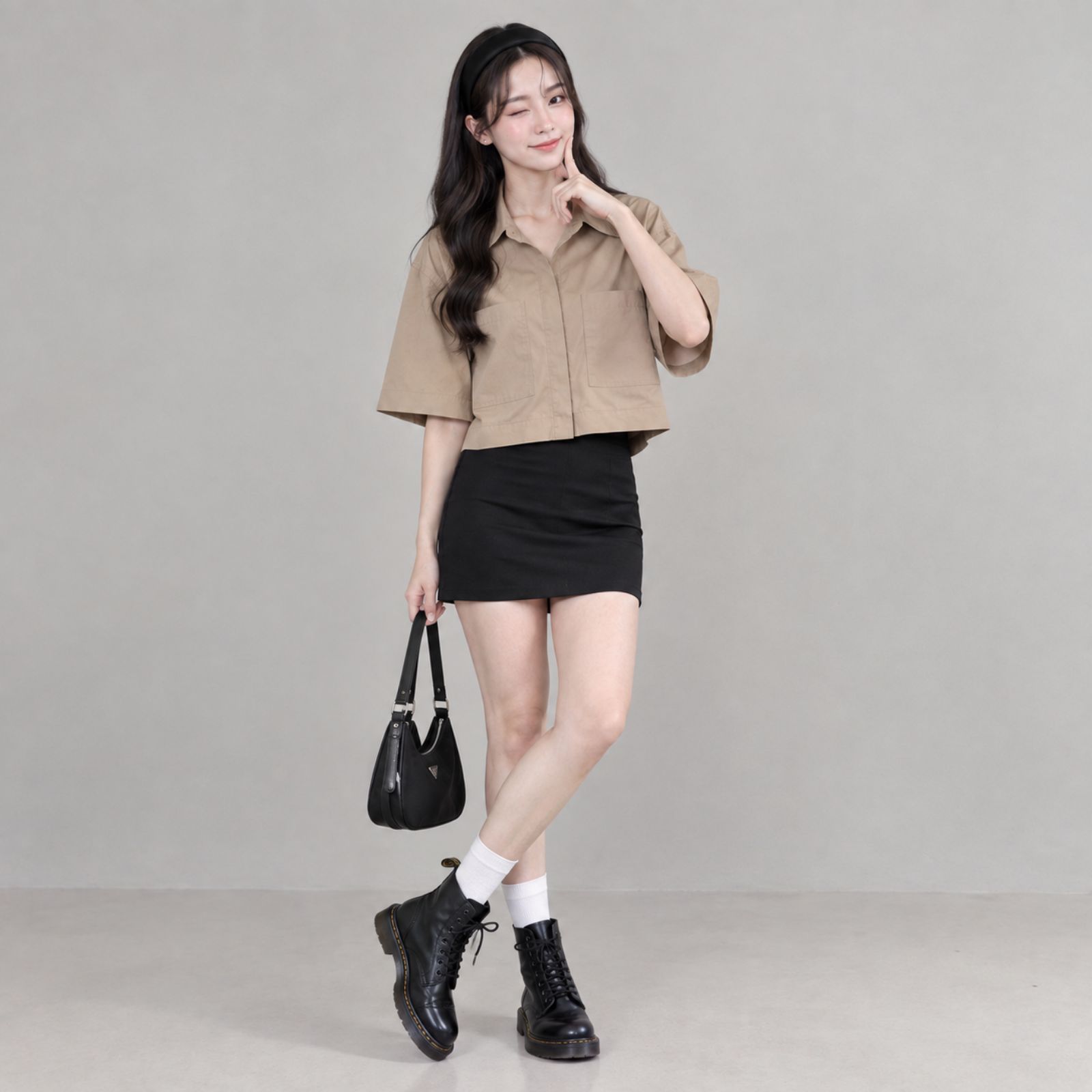 KEMEJA CROP LINEN | OVERSIZE CROP SHIRT LINEN BY YOUNIQ sampul