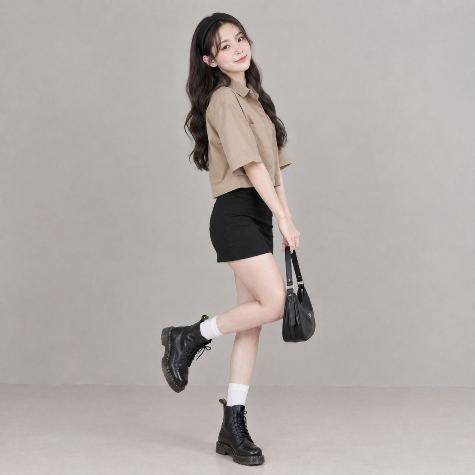 KEMEJA CROP LINEN | OVERSIZE CROP SHIRT LINEN BY YOUNIQ sampul