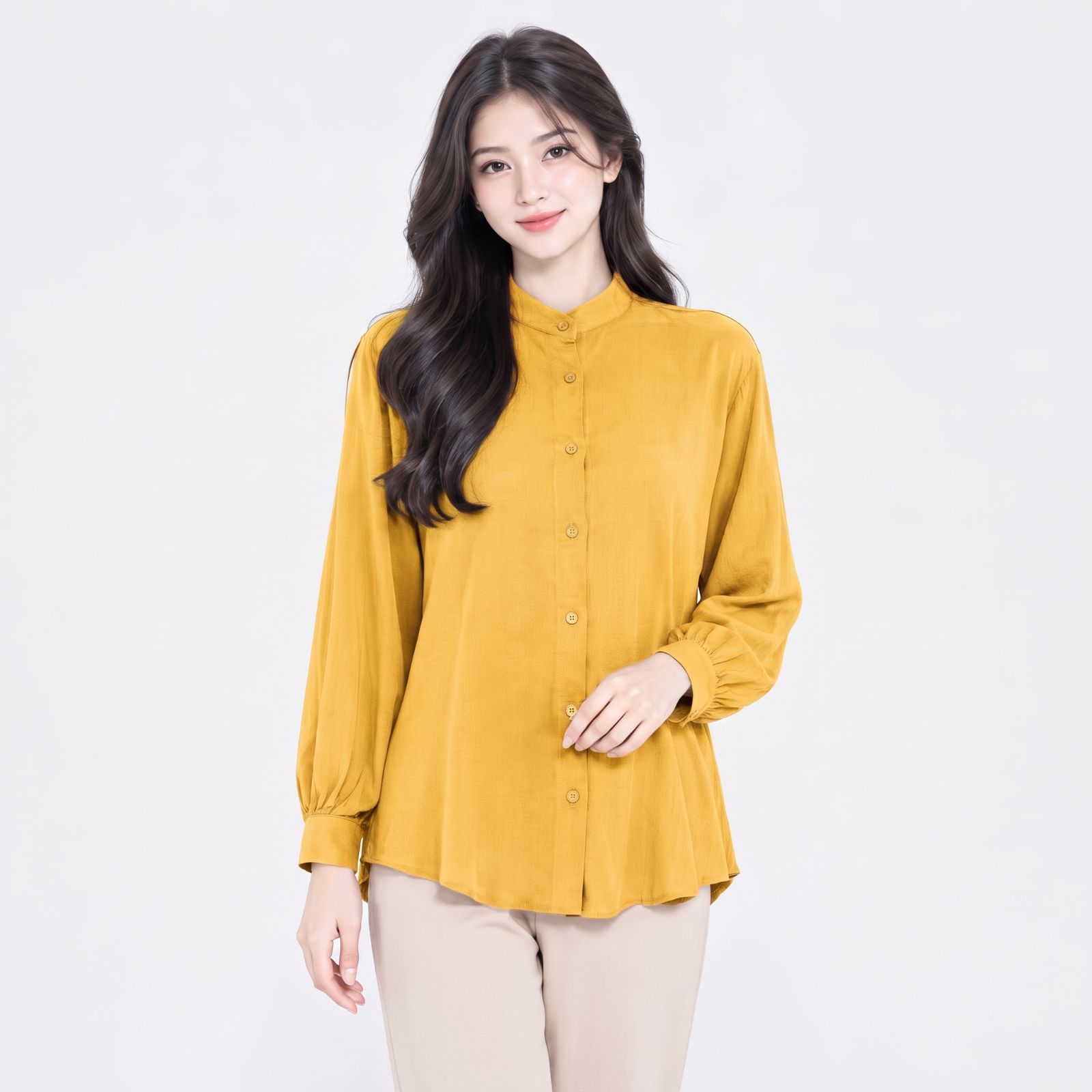 Renata O-Neck Blouse Balloon Sleeve | YOUNIQ.ID LEMON