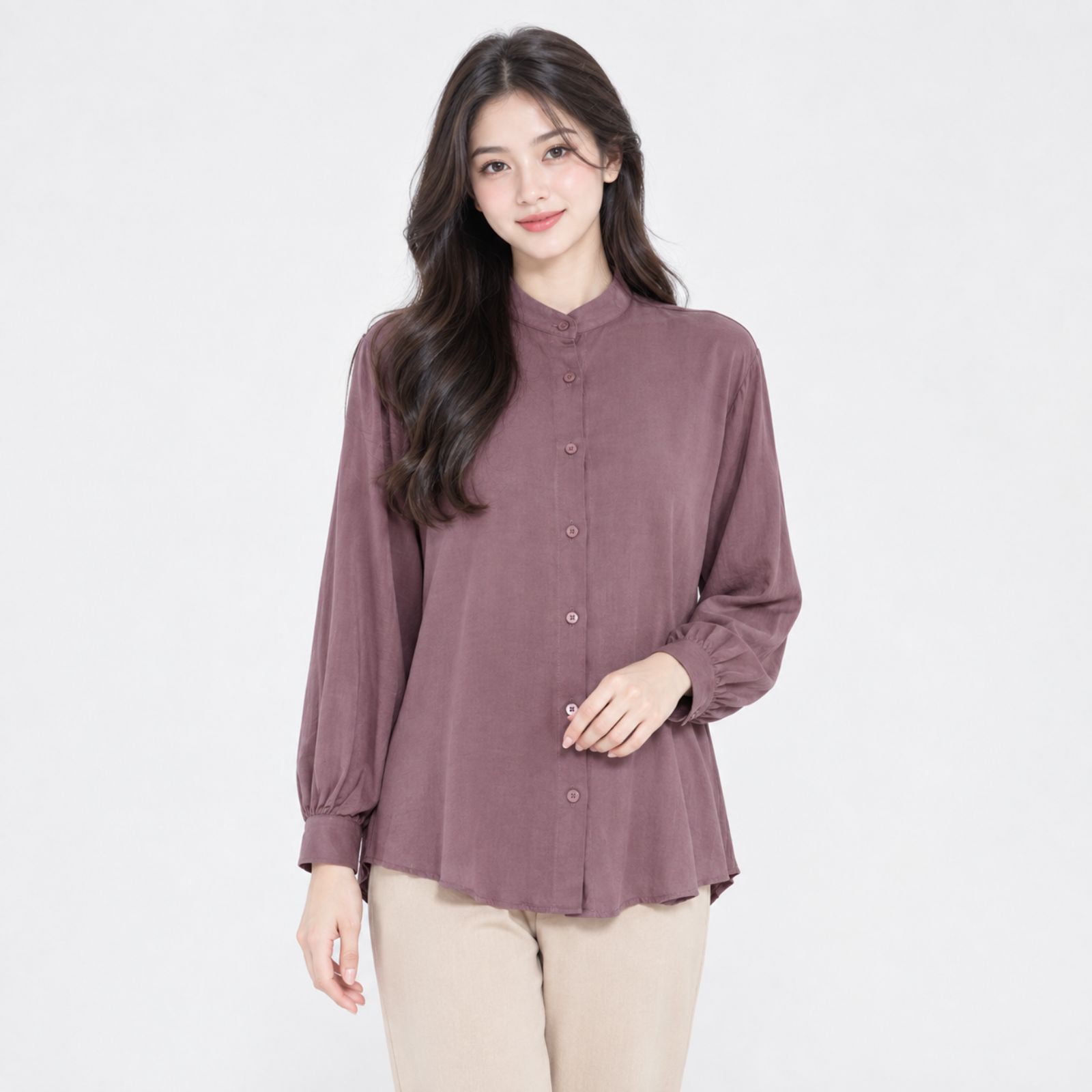 Renata O-Neck Blouse Balloon Sleeve | YOUNIQ.ID PURPLE