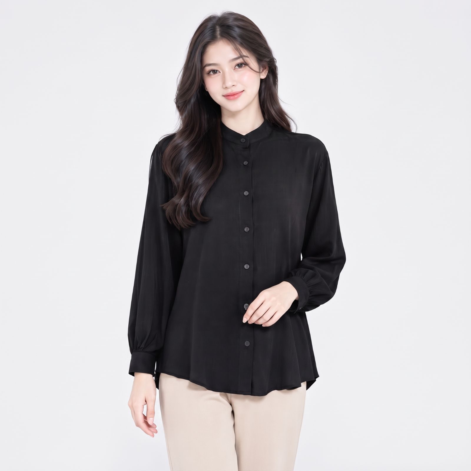 Renata O-Neck Blouse Balloon Sleeve | YOUNIQ.ID BLACK