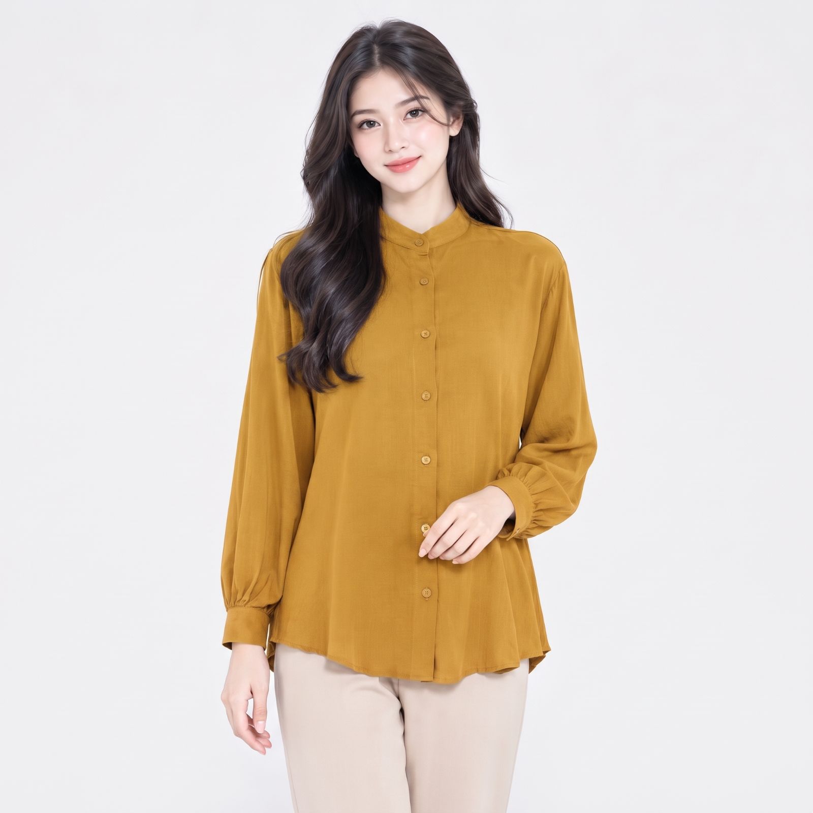 Renata O-Neck Blouse Balloon Sleeve | YOUNIQ.ID CHOCO