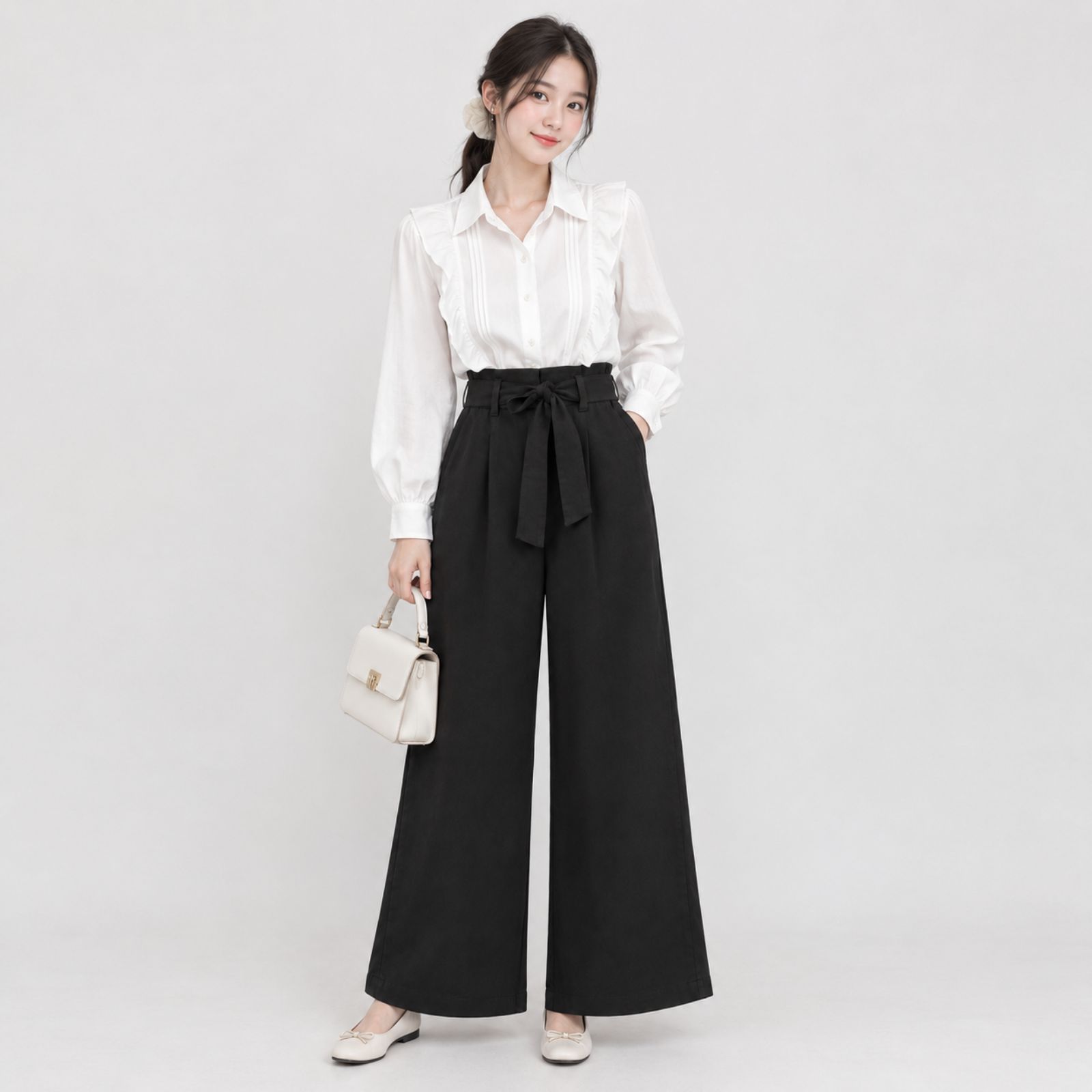 Chelsea Linen Cullote Pants Highwaist Ribon - Kulot Linen Tali sampul