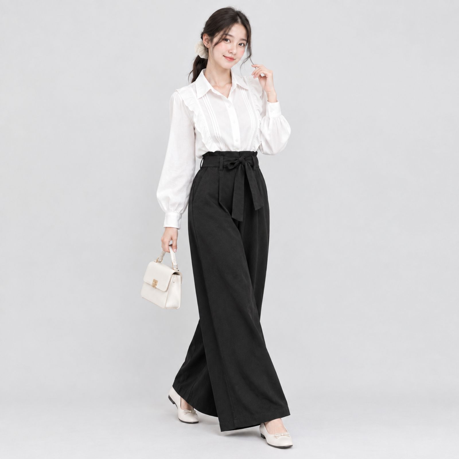 Chelsea Linen Cullote Pants Highwaist Ribon - Kulot Linen Tali sampul