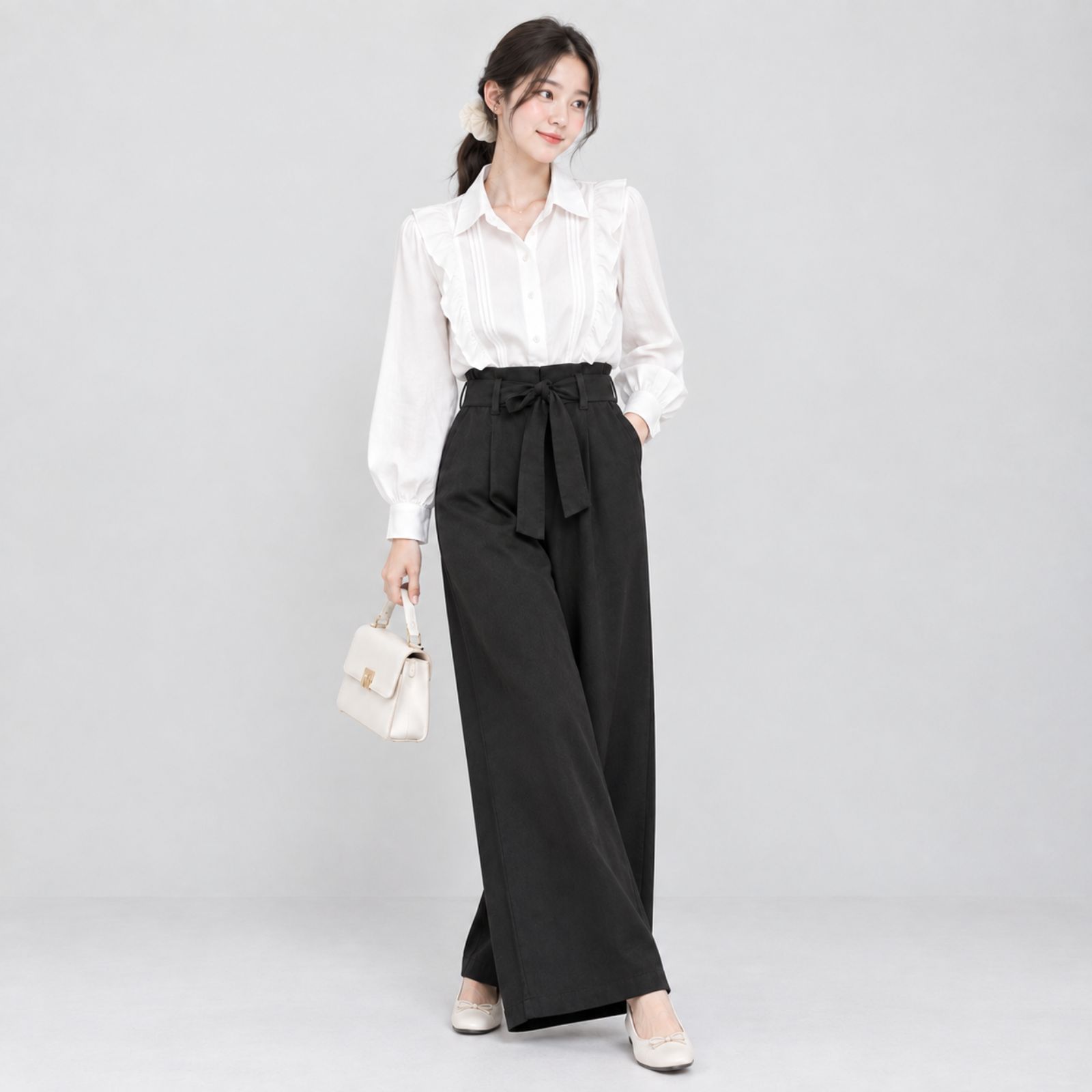 Chelsea Linen Cullote Pants Highwaist Ribon - Kulot Linen Tali sampul