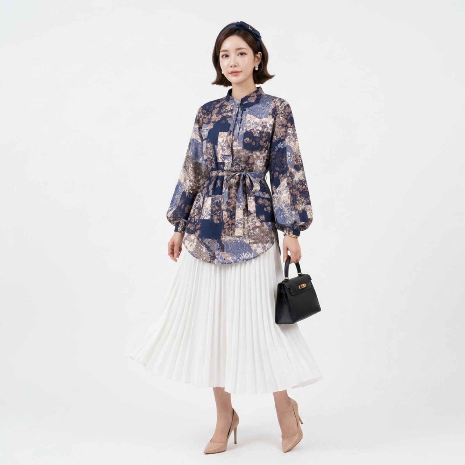 BLOUSE SERUT MOTIF LENGAN BALON | BLOUSE WANITA sampul
