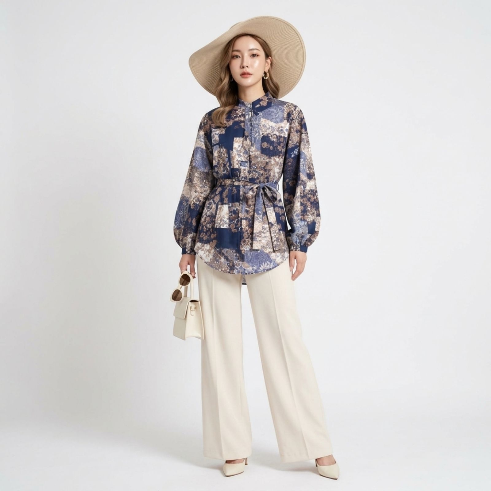 BLOUSE SERUT MOTIF LENGAN BALON | BLOUSE WANITA sampul