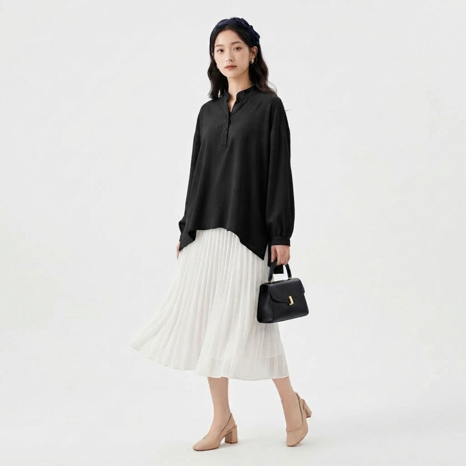CLOE CRINKLE BLOUSE KOREAN | BLOUSE CRINKLE ATASAN WANITA KEKINIAN BLACK