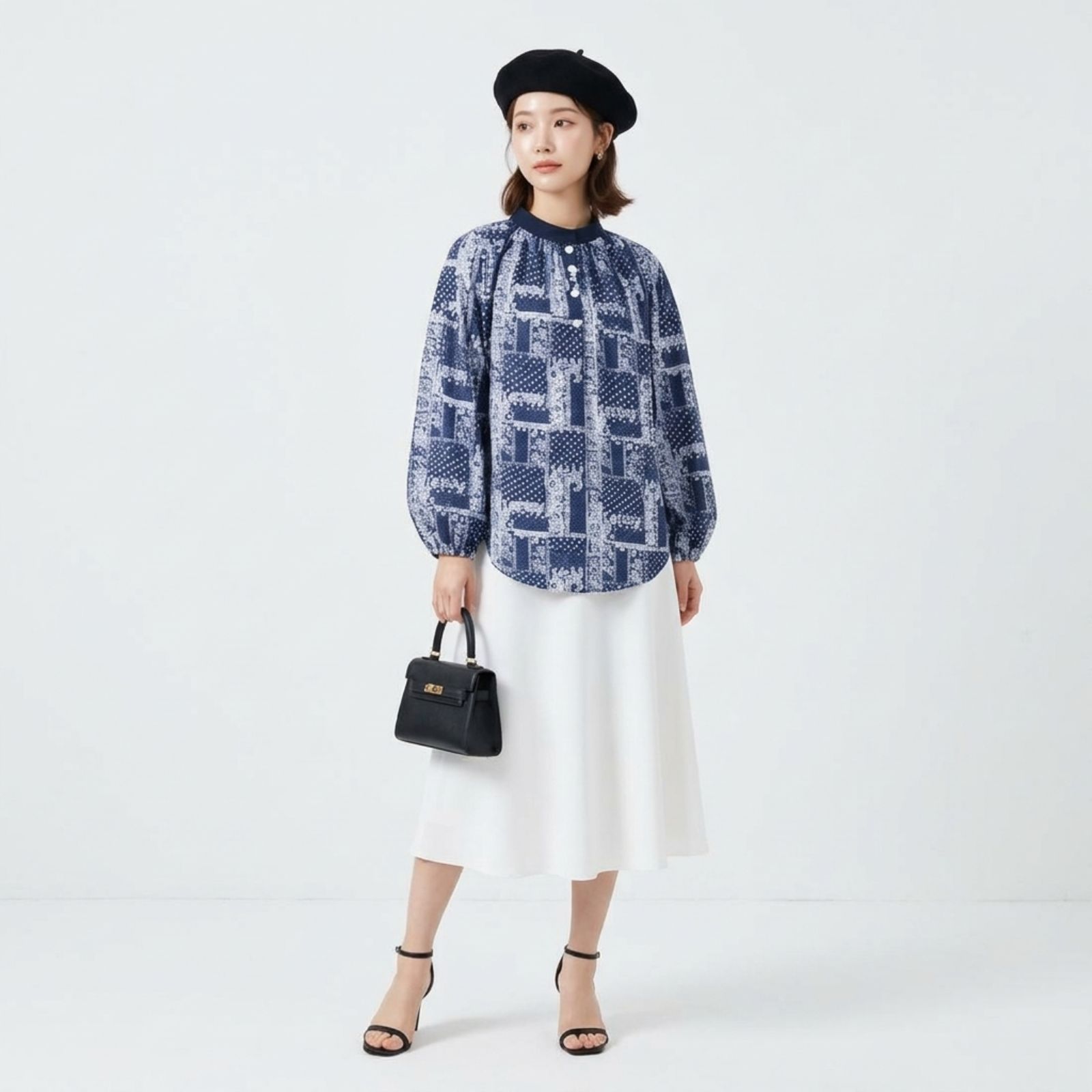 Liora Kemeja Sifon Lengan Panjang Wanita Korean | Atasan Puff Sleeve by YOUNIQ sampul