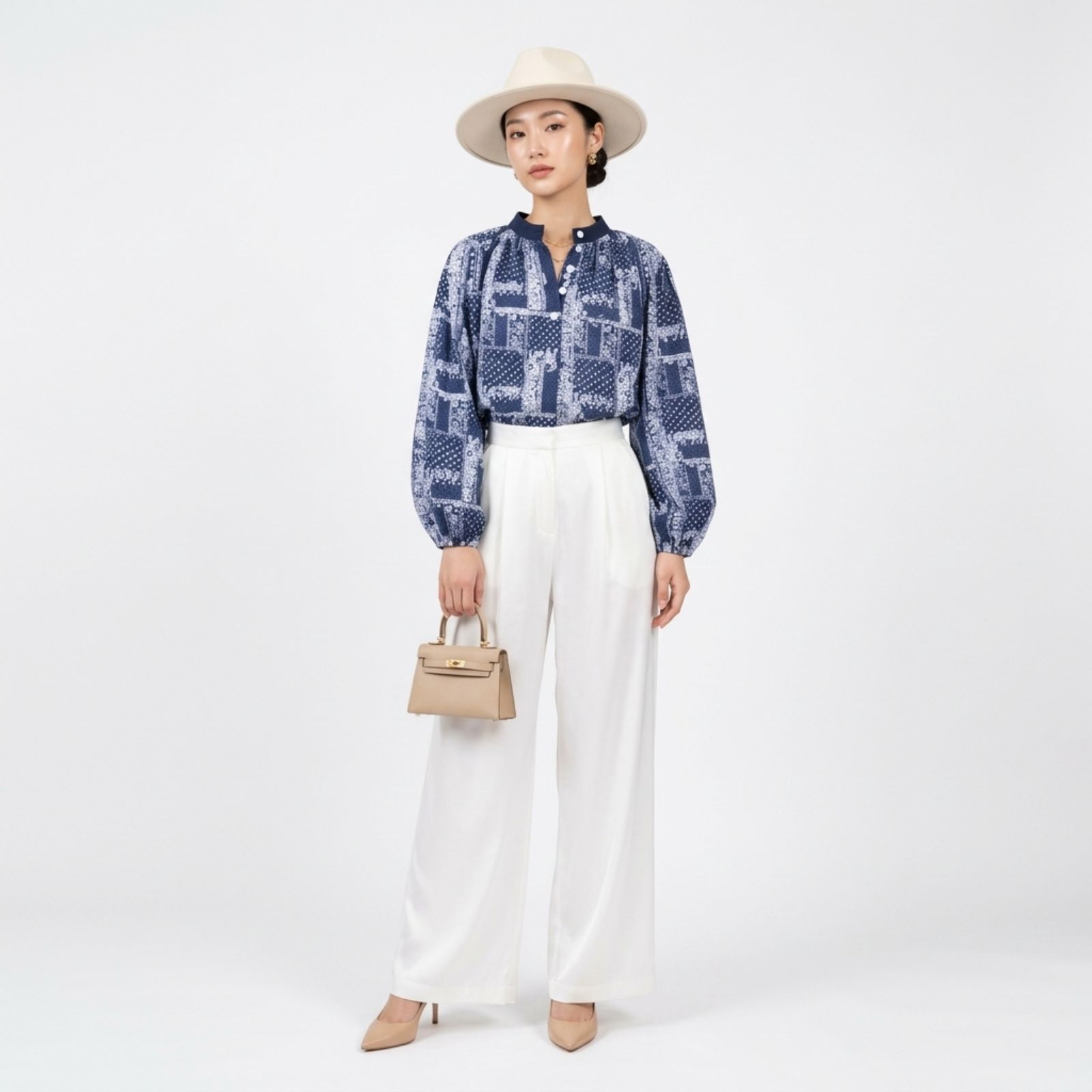 Liora Kemeja Sifon Lengan Panjang Wanita Korean | Atasan Puff Sleeve by YOUNIQ sampul