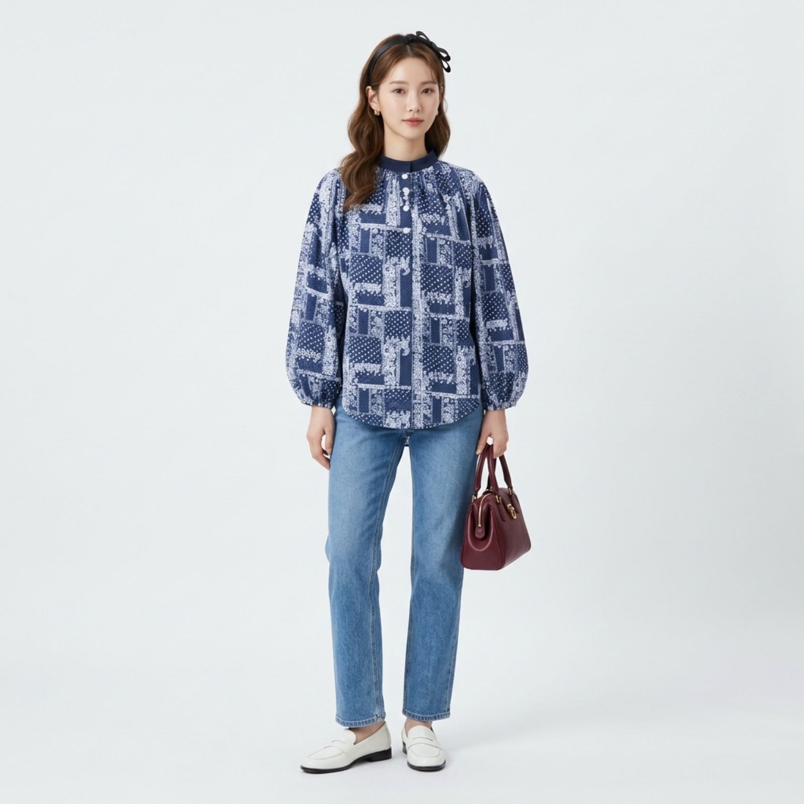 Liora Kemeja Sifon Lengan Panjang Wanita Korean | Atasan Puff Sleeve by YOUNIQ sampul
