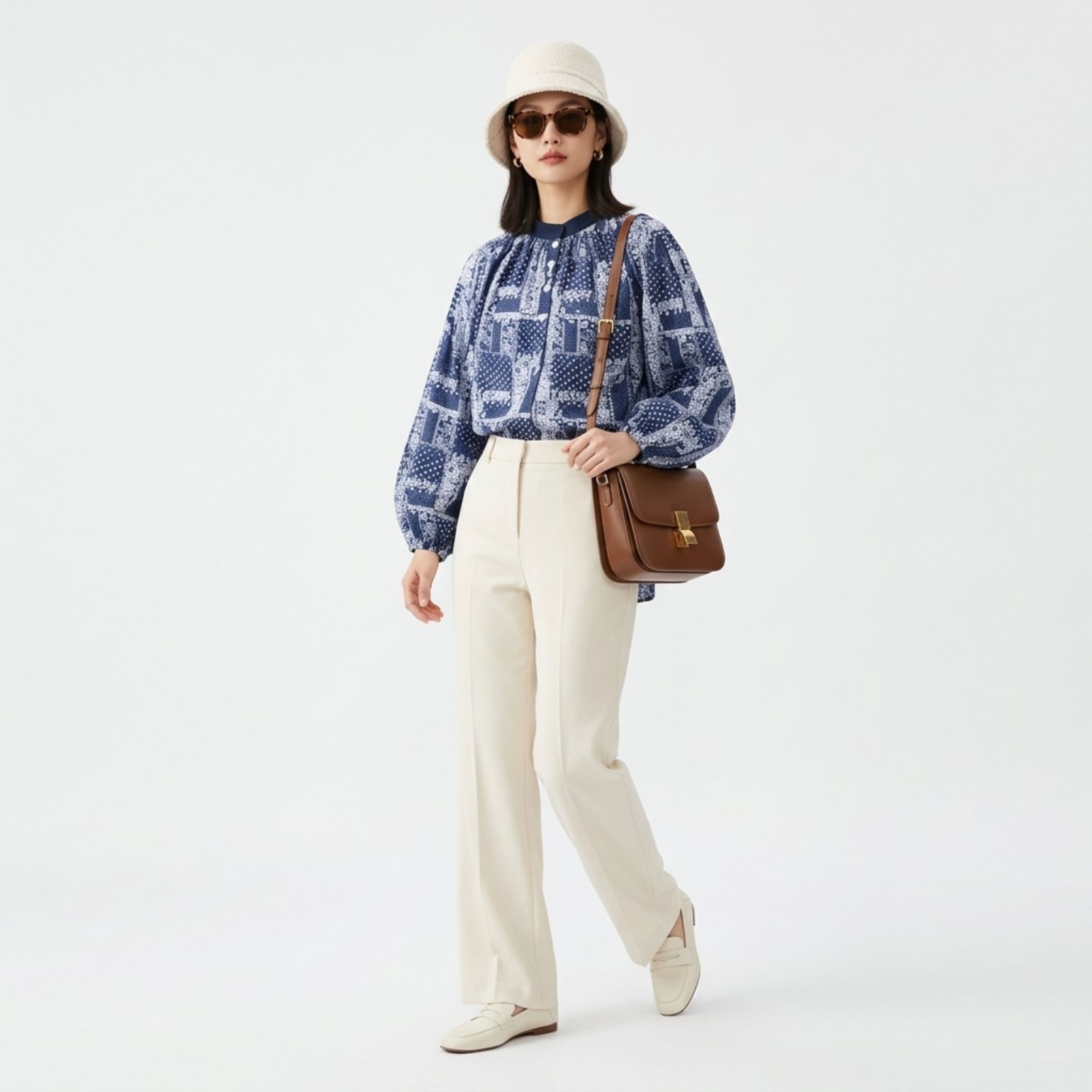 Liora Kemeja Sifon Lengan Panjang Wanita Korean | Atasan Puff Sleeve by YOUNIQ sampul