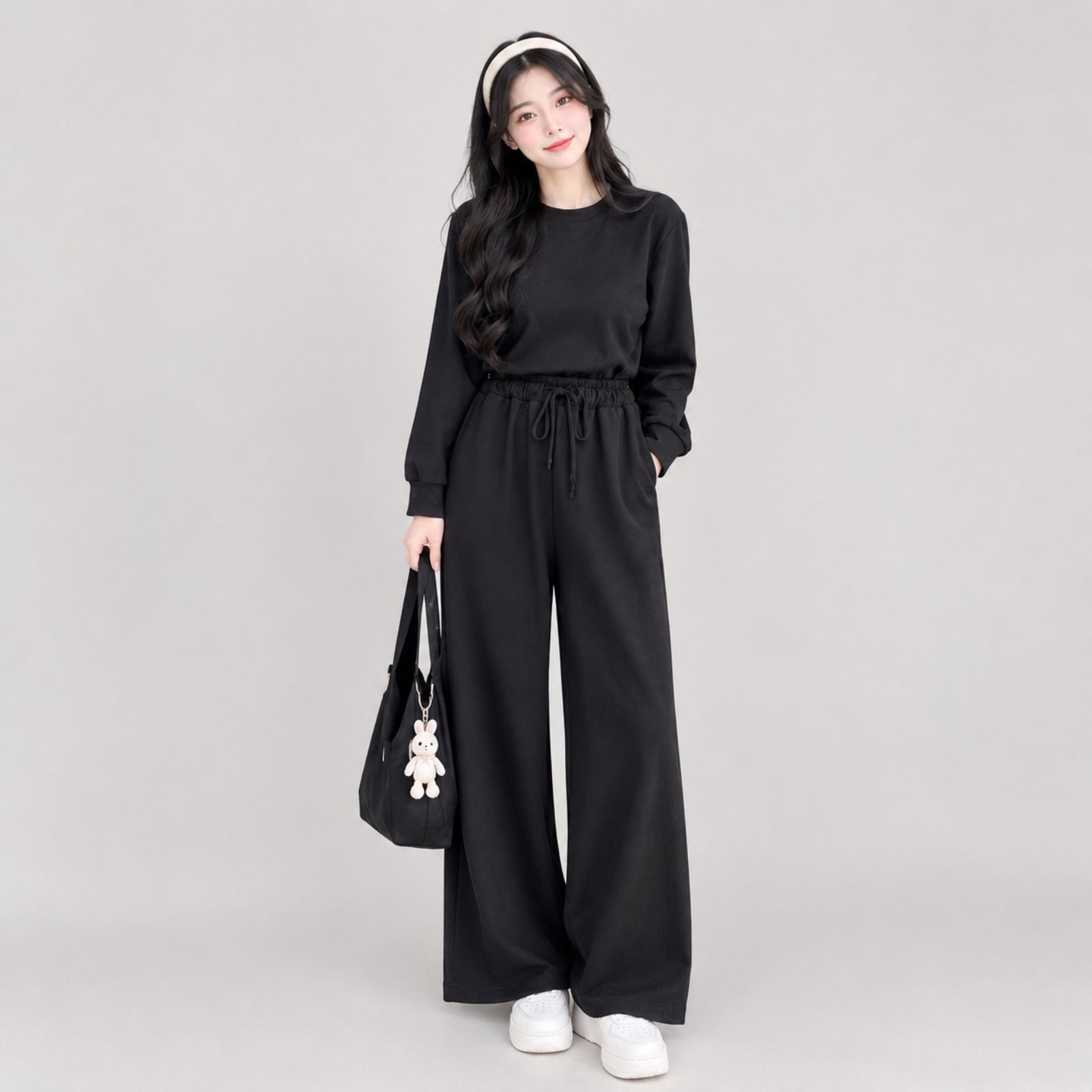 BERRY SWEATER SET - ONESET BAHAN KNIT PREMIUM TEBEL KOREAN HITAM