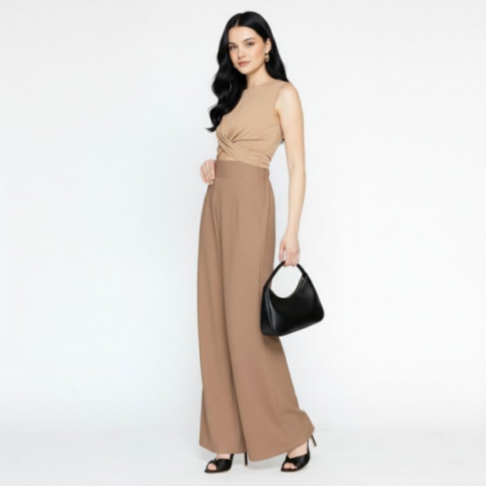 Cullote Pants - Women's Wide Cut Culottes Zipper and Elastic