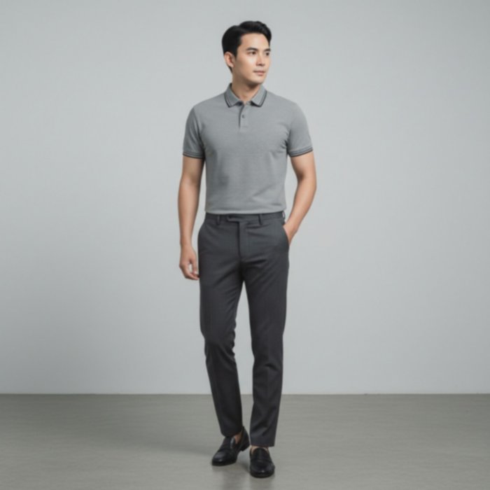 Crimson Polo Pria Oversize Premium Kerah Motif Fit Casual Elegan Lengan Pendek