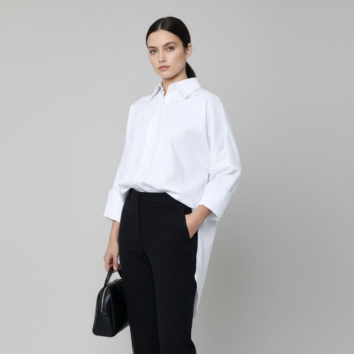 Hibi Blouse Putih - Kemeja Atasan Kerja Kuliah Magang Wanita Lengan Panjang All size Jumbo Big Size