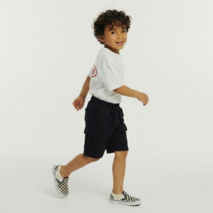Celana Cargo Pendek Anak Laki-Laki Warna Hitam Putih | Cargo Short Pants Full Elastic